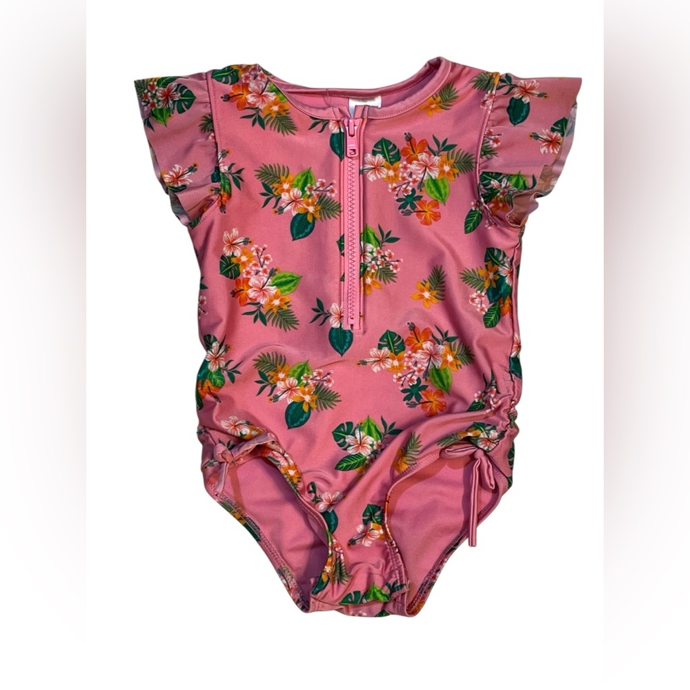 Cat & Jack Pink Floral Kids Swim One Piece